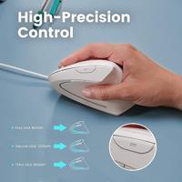 Perixx PERIMICE-513 W Ergonomische muis Kabelgebonden Optisch Wit 6 Toetsen 1600 dpi - thumbnail