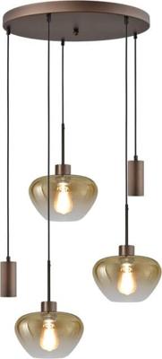 Masterlight 5-lichts hanglampGenua bruin met 2x goud glas Ø 24cm en 2x pendel - 2972-15-15-50-5MC224