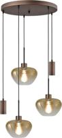 Masterlight 5-lichts hanglampGenua bruin met 2x goud glas Ø 24cm en 2x pendel - 2972-15-15-50-5MC224 - thumbnail