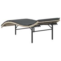 Ligbedden 2 st met kussens poly rattan lichtgrijs - thumbnail