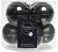 Docoris kerstballen glas 8st zwart 7cm - thumbnail