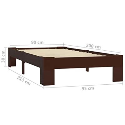 Bedframe massief grenenhout donkerbruin 90x200 cm Bedframe massief grenenhout donkerbruin 90x200 cm