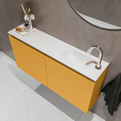 MONDIAZ TURE 100cm toiletmeubel ocher. EDEN wastafel talc rechts 1 kraangat