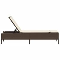 Ligbed met kussen poly rattan bruin - thumbnail