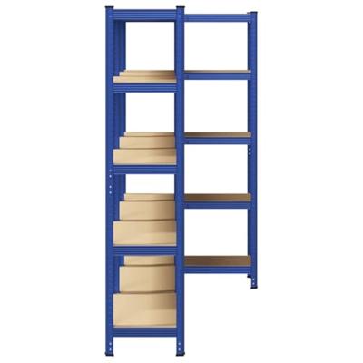 Opbergrekken 3 st 5-laags staal en bewerkt hout blauw