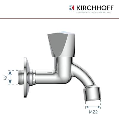 Kirchhoff Messing uitlaatventiel met kaphandgreep, chroom, 1/2"ET x M22 - 986031148