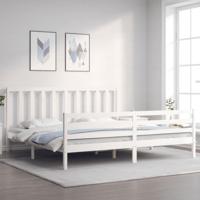 Bedframe zonder matras massief grenenhout wit 200x200 cm - thumbnail