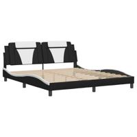 Bedframe met hoofdbord kunstleer zwart en wit 180x200 cm - thumbnail