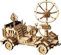 Robotime modelbouwset maanbuggy met zonnecel 18 cm hout - thumbnail