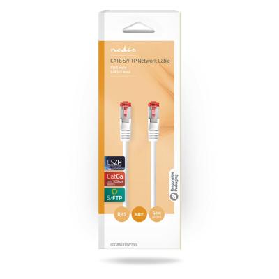 Nedis CAT6a netwerkkabel | S/FTP | RJ45 Male | RJ45 Male | 3.00 m | Rond | LSZH | Wit | Doos - CCGB85330WT30