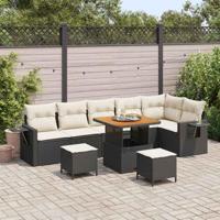 Tuinbankenset met kussen 11 pcs Zwart en Crème poly rattan - thumbnail