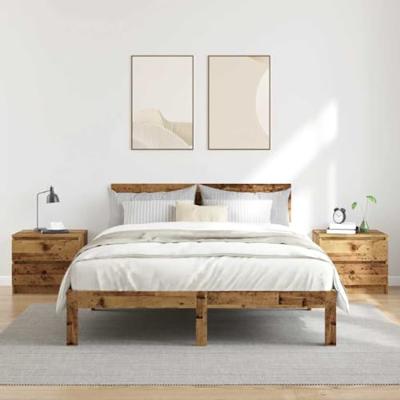 Nachtkastjes 2 st 50x40x43.5 cm bewerkt hout oud houtkleurig
