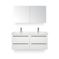 Seville Badmeubelset 120 cm - 4 laden Wit Hoogglans - Keramische Wastafel Wit Enjoy - met Spiegelkast - thumbnail