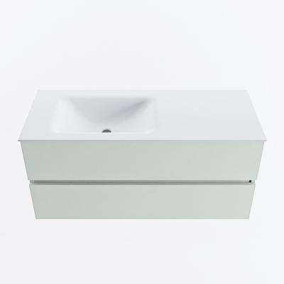 MONDIAZ VICA 110cm badmeubel onderkast Greey 2 lades. Wastafel CLOUD links 1 kraangat, kleur Talc.