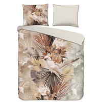 Descanso Dekbedovertrek "bladeren en een papegaai" - Zand - (240x200/220 cm) - Biologisch Katoen satijn - thumbnail