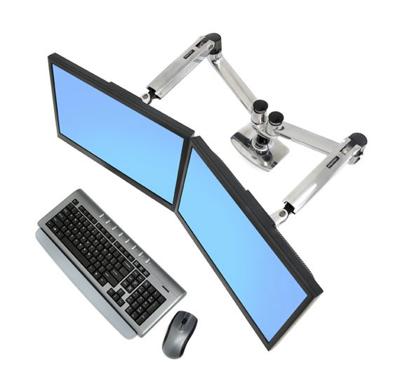 Ergotron LX Dual Arm Side by Side Desk Mount Monitor-tafelbeugel Aantal monteerbare displays: 2 Display(s) 38,1 cm (15) - 68,6 cm (27) Aluminium In hoogte