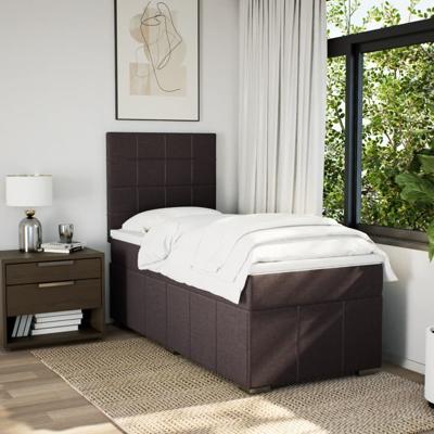 Boxspring met matras stof donkerbruin 140x200 cm - thumbnail