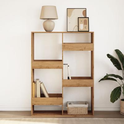 Boekenkast 100x33x155,5 cm bewerkt hout artisanaal eikenkleurig