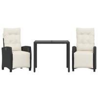 3-delige Tuinset met kussens poly rattan zwart - thumbnail