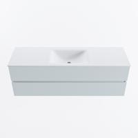 MONDIAZ VICA 150cm badmeubel onderkast Clay 2 lades. Wastafel CLOUD midden zonder kraangat, kleur Talc. - thumbnail