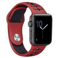 Sportbandje combi-kleuren - Rood + zwart - Geschikt voor Apple Watch 38mm / 40mm / 41mm / 42mm - thumbnail