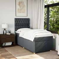Boxspring met matras stof donkergrijs 140x190 cm - thumbnail