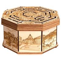 ESC WELT Wooden Secret Maze Box, creatieve geschenkdoos voor geld, waardebonnen, cadeaubonnen, cadeaubonnen, cadeaubonnen, cadeaubonnen, 3D-houten doosspel, geschenkraadselspel, geschenkdoos voor - thumbnail