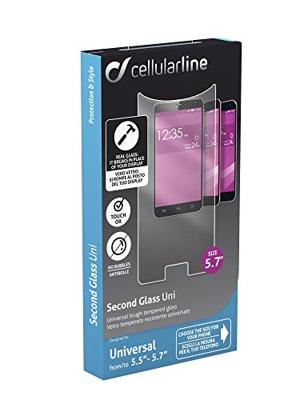 Cellularline Universele tweede glazen schermbeschermer voor smartphones tot 5,7 inch