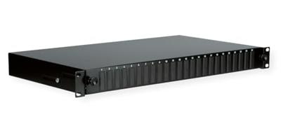 VALUE 19 glasvezel patchbox, leeg 1 HE, uittrekbaar, geschikt voor 24x SC-DX/LC 4-voudig