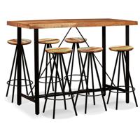 7-delige Barset massief acaciahout en gerecycled hout - thumbnail