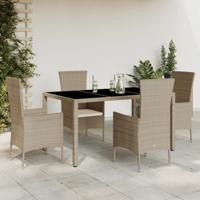 5-delige Tuinset met kussens poly rattan beige - thumbnail