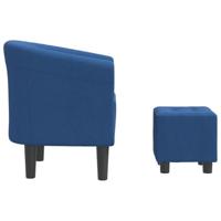 Kuipstoel met voetenbank stof blauw - thumbnail