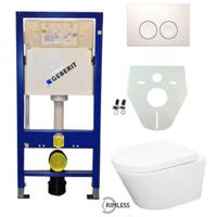 Geberit UP100 Toiletset - Vesta Rimless Wandcloset met Zitting - Delta 25 - Wit - thumbnail