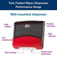 TORK 654008 Performance Handdoekdispenser Kunststof Rood 1 stuk(s) - thumbnail