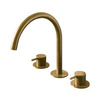 Wastafelmengkraan Hotbath Cobber 3 gats 2-hendel Gebogen 26.1 cm Geborsteld Messing Living Colours - thumbnail