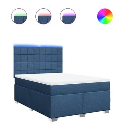 Boxspring met matras stof blauw 140x190 cm