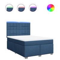 Boxspring met matras stof blauw 140x190 cm - thumbnail