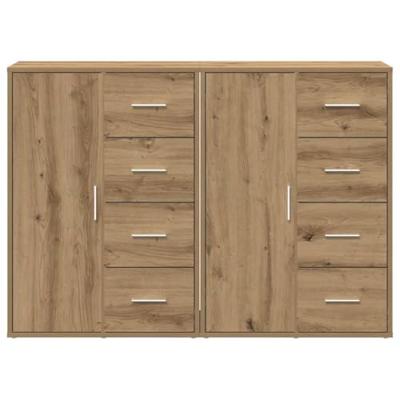 Dressoirs 2 st 60x31x84 cm bewerkt hout artisnaal eiken