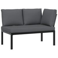 3-delige Loungeset met kussens aluminium zwart - thumbnail