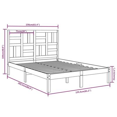 Bedframe zonder matras massief hout 160x200 cm - thumbnail