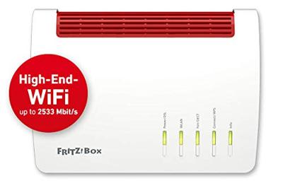 AVM FRITZ!Box 7590 International DSL/VDSL modem router, Mesh Master, Wi-Fi tot 1.733 Mbit/s (5GHz) + 800 Mbit/s (2,4 GHz), tot 300 MBit/s door VDSL-supervectoring 35b, MESH Wi-Fi, Mediaserver