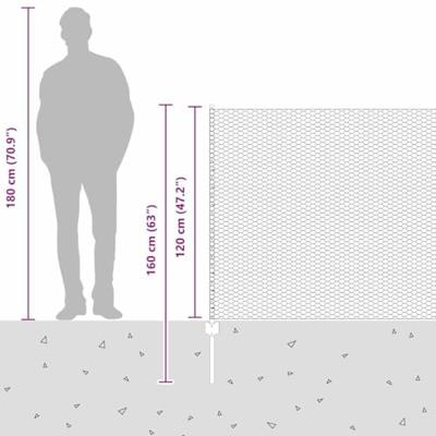 VidaXL Hek met paal grijs 1,2 x 10 m staal en pvc