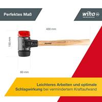 Wiha Kunststof hamer Safety | middelzacht/hard | met hickorysteel | rond-slagkop | 60 mm - 26614 - 26614 - thumbnail