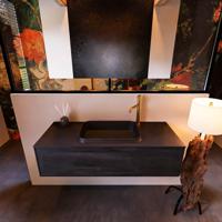 Badkamermeubelset Mondiaz Erin 120 cm met 1 Lade met RIDGE Wastafel Midden Urban met 1 kraangat Greeploos Mat Antracite - thumbnail