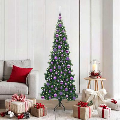 VidaXL Hoek kunstkerstboom met 300 led groen 180 cm pvc en metaal