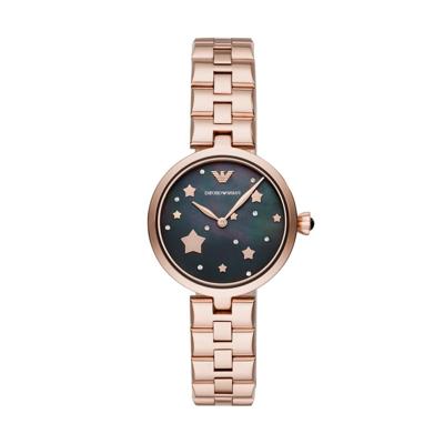 Emporio Armani Rosegoudkleurig roestvrijstalen armbandhorloge voor dames 32 mm AR11197