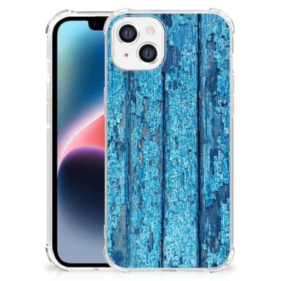 Apple iPhone 14 Plus Stevig Telefoonhoesje Wood Blue Apple iPhone 14 Plus Stevig Telefoonhoesje Wood Blue