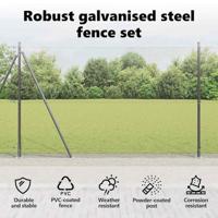 VidaXL Afrasteringspaal grijs 10 x 1,5 m (16 x 16 mm gaas) - thumbnail