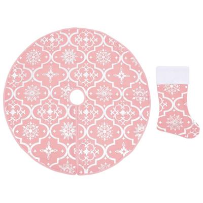 VidaXL Kerstboomrok luxe met sok 150 cm stof roze