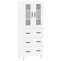 Hoge kast 69,5x34x180 cm bewerkt hout wit - thumbnail